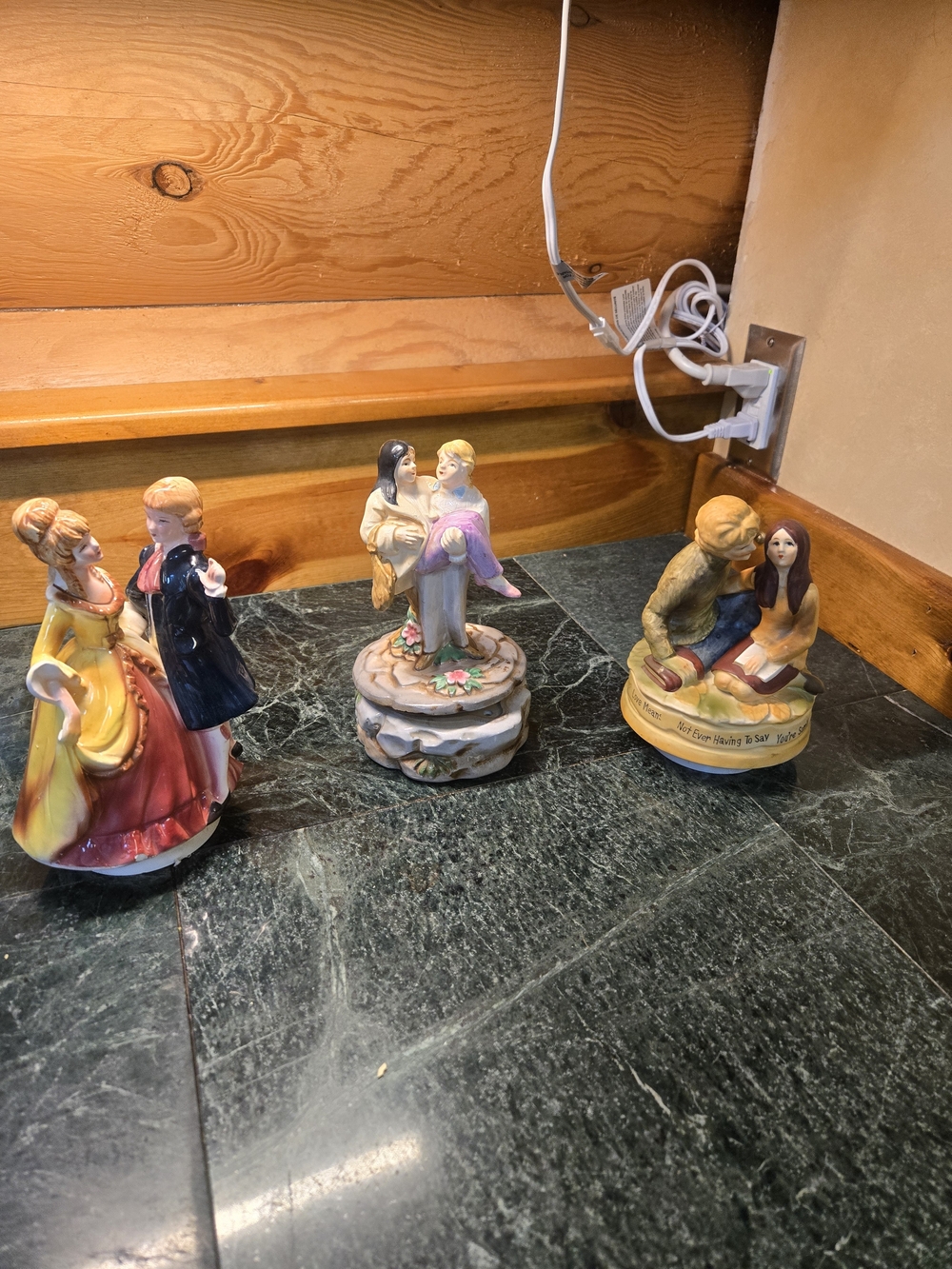 Vintage Sankyo Japan Porcelain Figurine Trio - Music Boxes, All Working. 1970s
